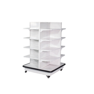 Store Retail Used Four Side Shelf Metal Display Rack Shelf Store Grocery Gondola Shelving Supermarket Shelves