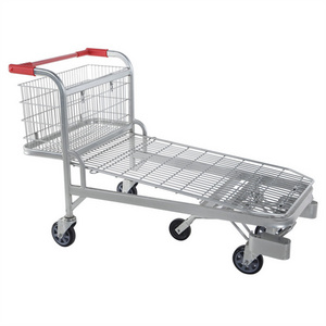 Heavy Duty Metal Trolley Warehouse Transport Cargo Trolley With 5 Wheels