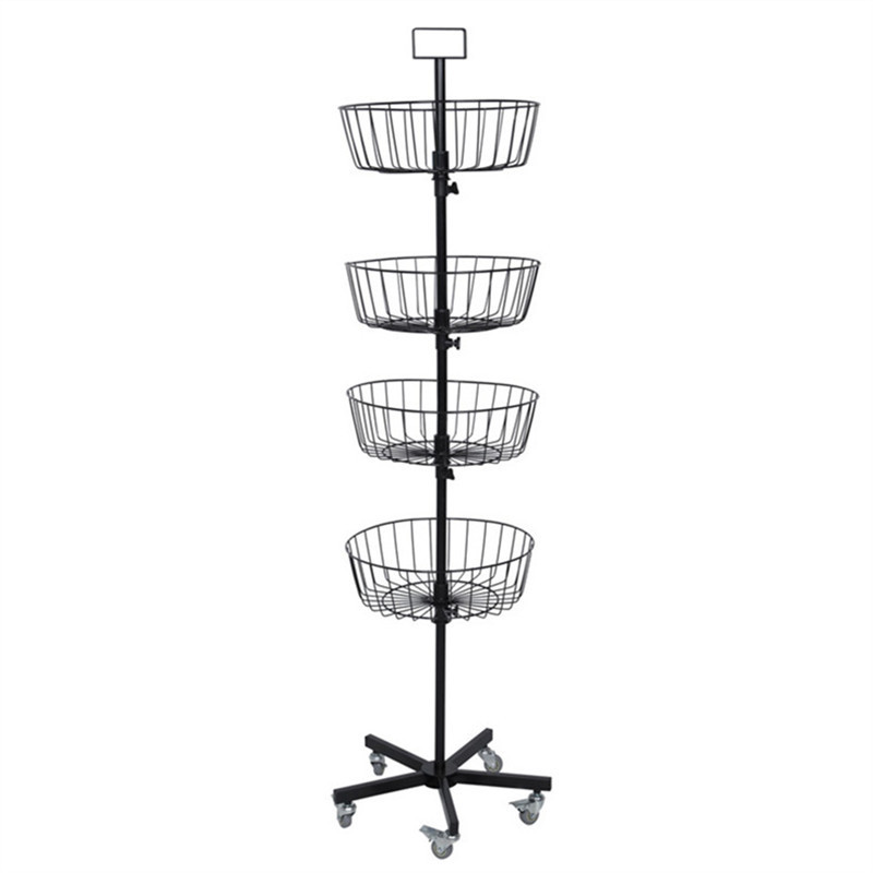 Metal display mesh basket stands metal shelf wire cage shelf