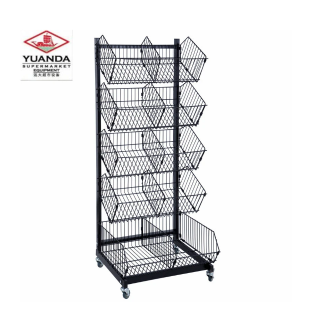 Multi-Layer Adjustable Widely Used Metal Supermarket Wire Hanging Basket Display Rack