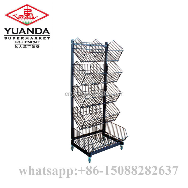 Multi-Layer Adjustable Widely Used Metal Supermarket Wire Hanging Basket Display Rack