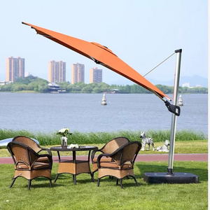 Metal Aluminum Garden LED Furniture Patio Outdoor Parasol Solar Panel Cantilever Hanging Umbrella for Rsetaurant