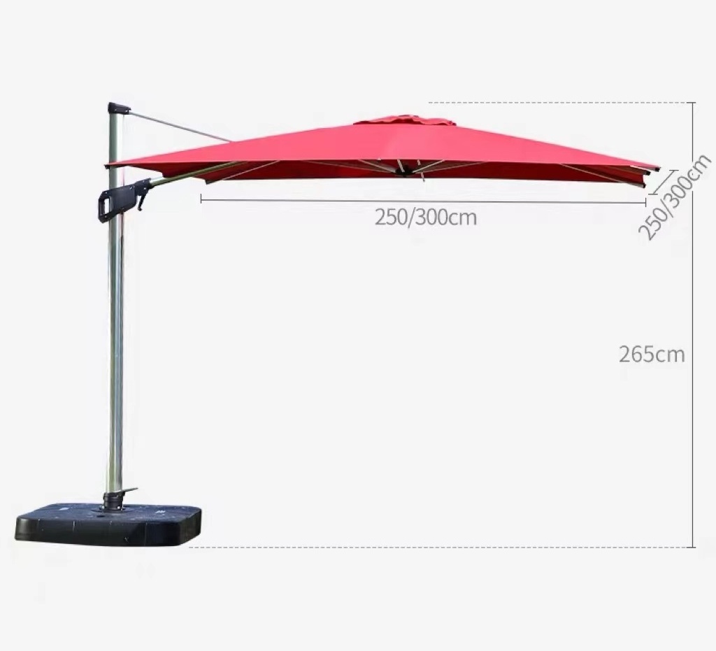 Metal Aluminum Garden LED Furniture Patio Outdoor Parasol Solar Panel Cantilever Hanging Umbrella for Rsetaurant