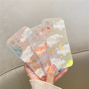 Moon Star Cloud Phone Case For iPhone 14 13 12 Pro Max Hard PC Laser Color Changing Phone Case For iPhone 12 Pro Max Bling Case