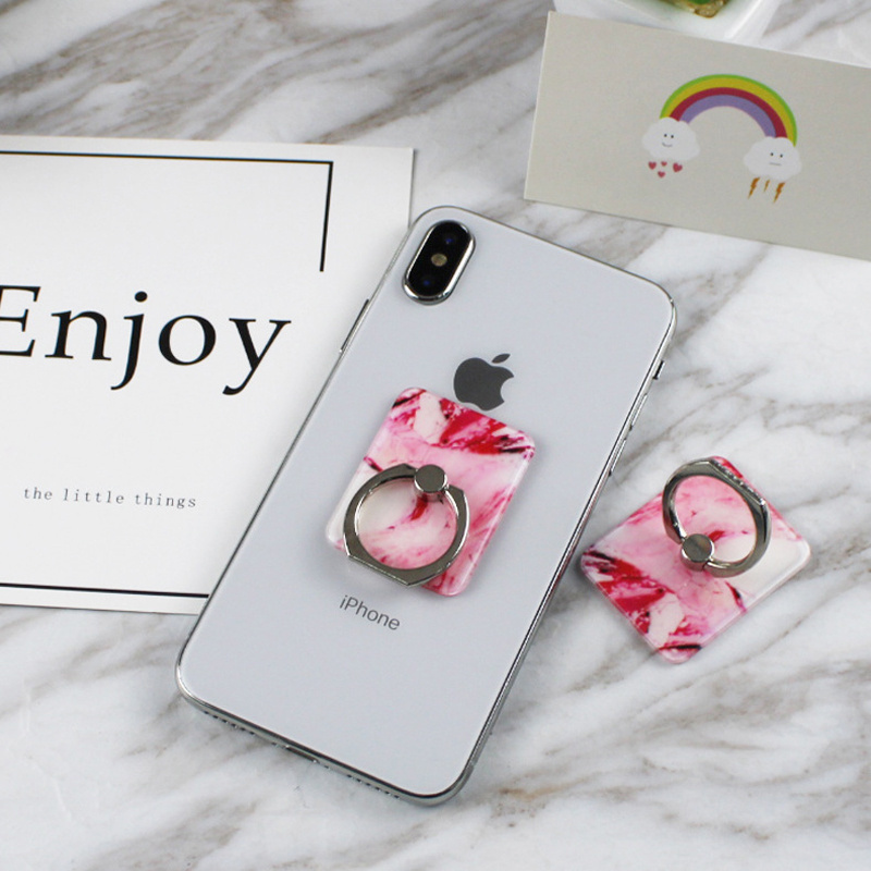 Popular Marble Pattern Ring Buckle Mobile Phone Holder For iPhone 14 Pro Max Universal Phone Customized Logo Creative Holder