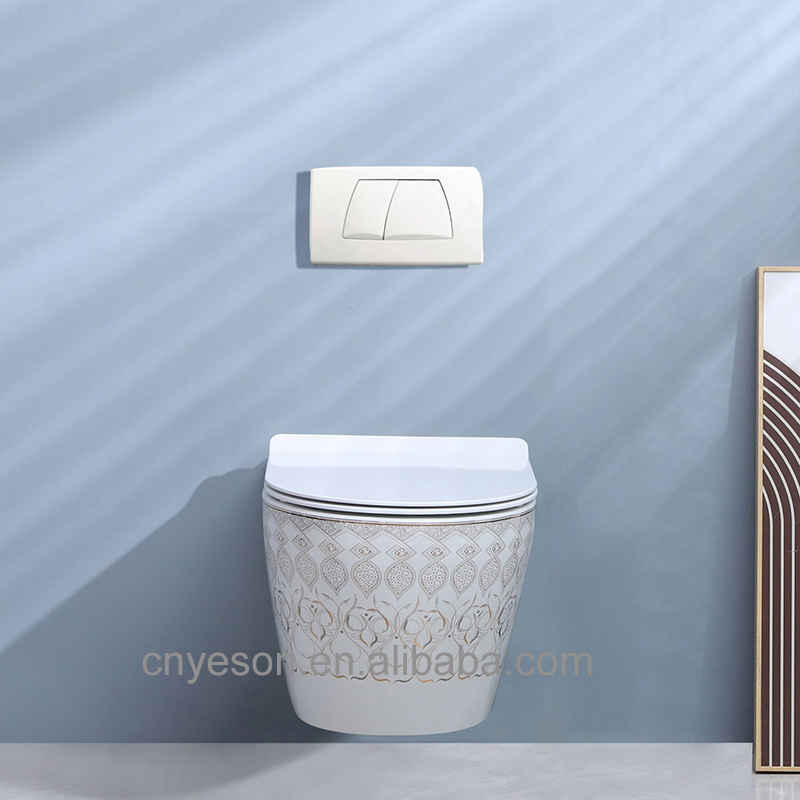 Yeson Patent ceramic decal paper morocco design wall hung toilet bathroom  wc matching basin