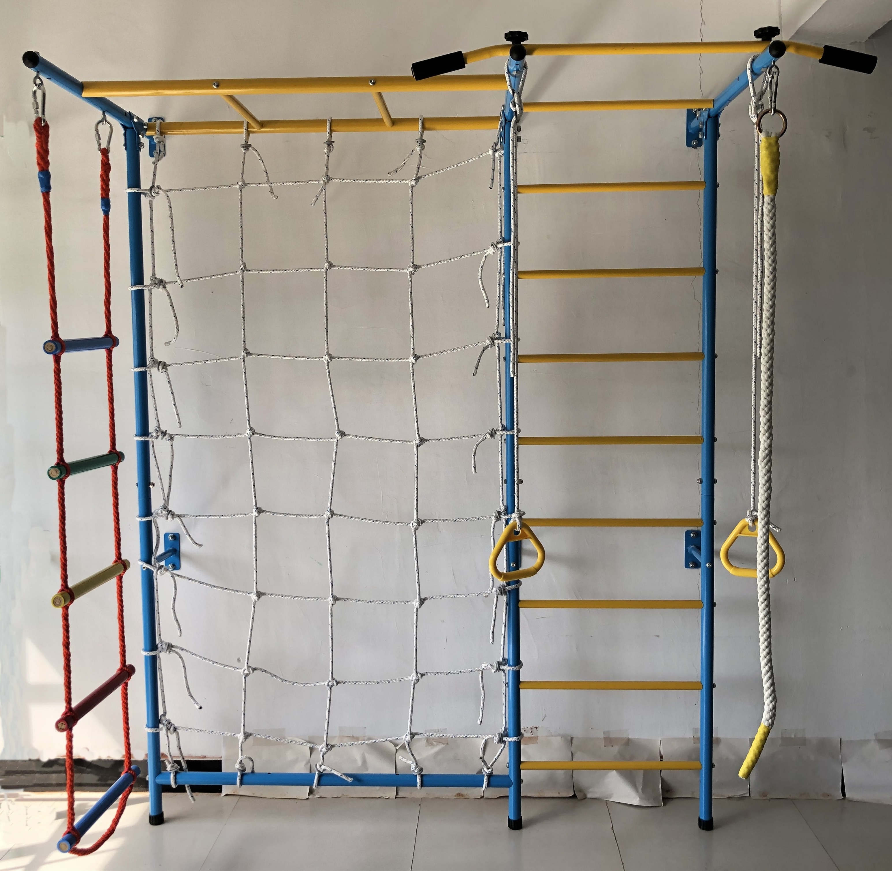 Indoor Climbing Frame for Children Wall Bars With Rope Rings Gym Monkey Bar XK-029