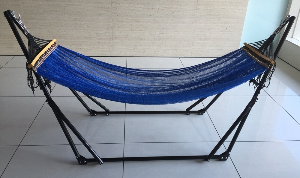 Factory Supply Novelty Polyester Mesh Iron Stand Hammock For Camping Use Outdoor Hammock