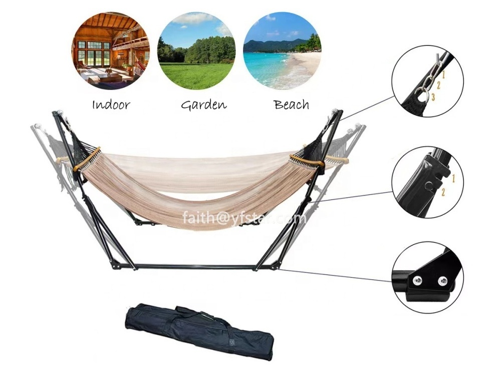 Top Sale Folding Hammock Stand For Indoor  Portable Camping Hammock With Storage Bag Free Standing Steel Hammock Stand