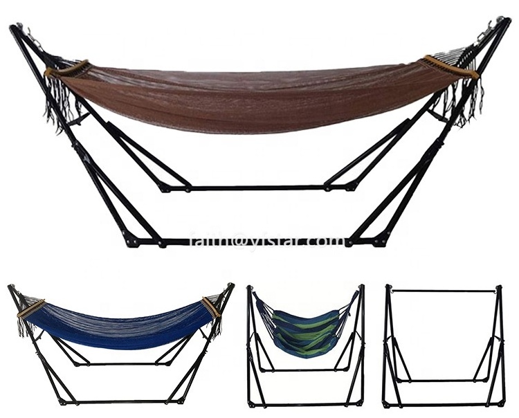 2023 Easy Fold Car Portable Two Person Hammock with Space Saving Steel Stand and Carrying Bag for Garden Yard Outdoor Use