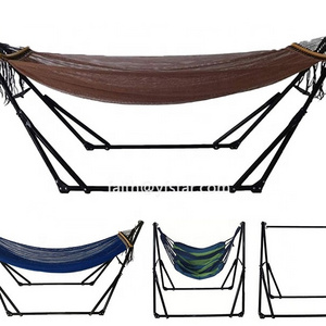 2023 Easy Fold Car Portable Two Person Hammock with Space Saving Steel Stand and Carrying Bag for Garden Yard Outdoor Use