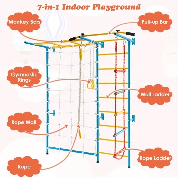 Top Sale Kids Indoor Playground Wall Ladder Monkey Bars Pull-up Bar For Children Home Fitness