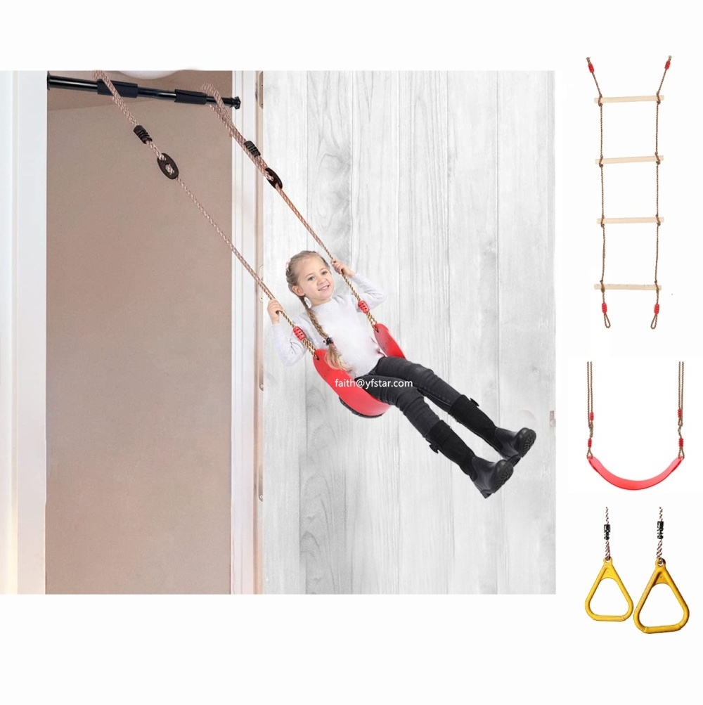 Factory Price 4 In 1  Door Gym Equipment With Kids Playground Kids Home Doorway Swing Set With Ladders And Rings