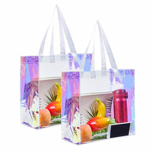 Hot Selling Clear Tote Bag Custom Logo Neon Holographic Pvc Bag