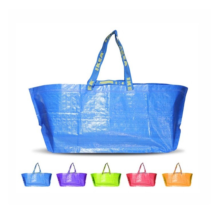 Double Handle Embroidered Logo Printed Laminated Custom Shopping Pp Woven I kea Bag