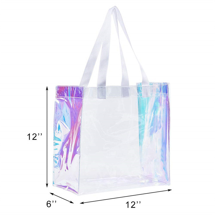 Hot Selling Clear Tote Bag Custom Logo Neon Holographic Pvc Bag