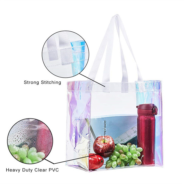 Hot Selling Clear Tote Bag Custom Logo Neon Holographic Pvc Bag