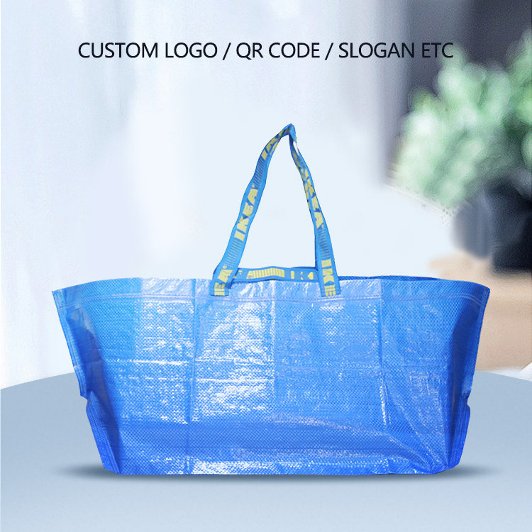 Double Handle Embroidered Logo Printed Laminated Custom Shopping Pp Woven I kea Bag