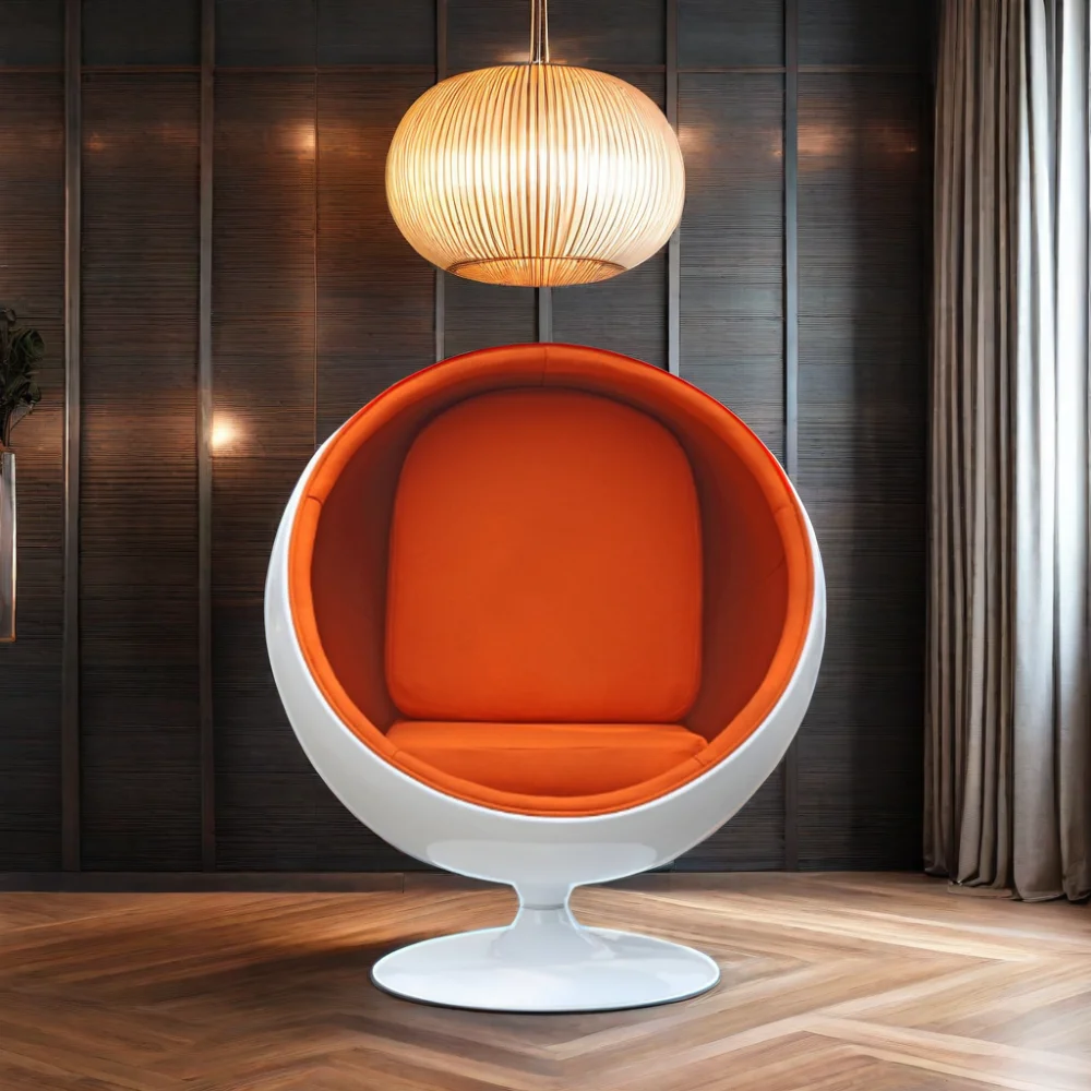 Modern furniture cheap standing swivel fiberglass adult size round shaped pod chair black red blue all kinds chairs