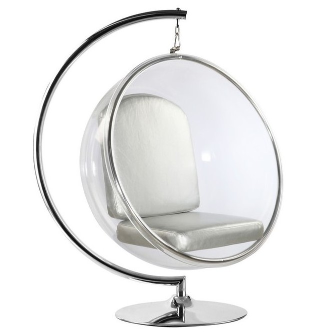 Hanging swing balcony leisure swivel silver round clear acrylic transparent ball bubble chair with stand