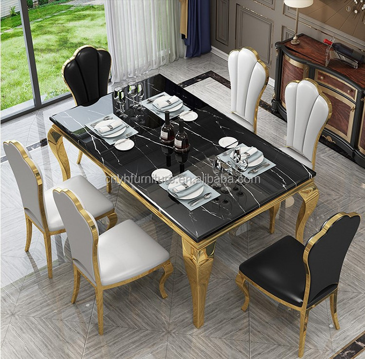 scandinavian custom kitchen chair dining room luxury italian black and gold metal frame marble dining table chair