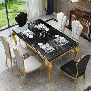 scandinavian custom kitchen chair dining room luxury italian black and gold metal frame marble dining table chair