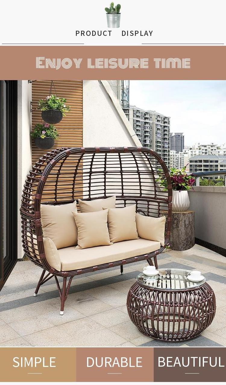 wholesale rattan 2 seat set aluminium outdoor furniture cushion garden sunbed sectional balcony sofa chair