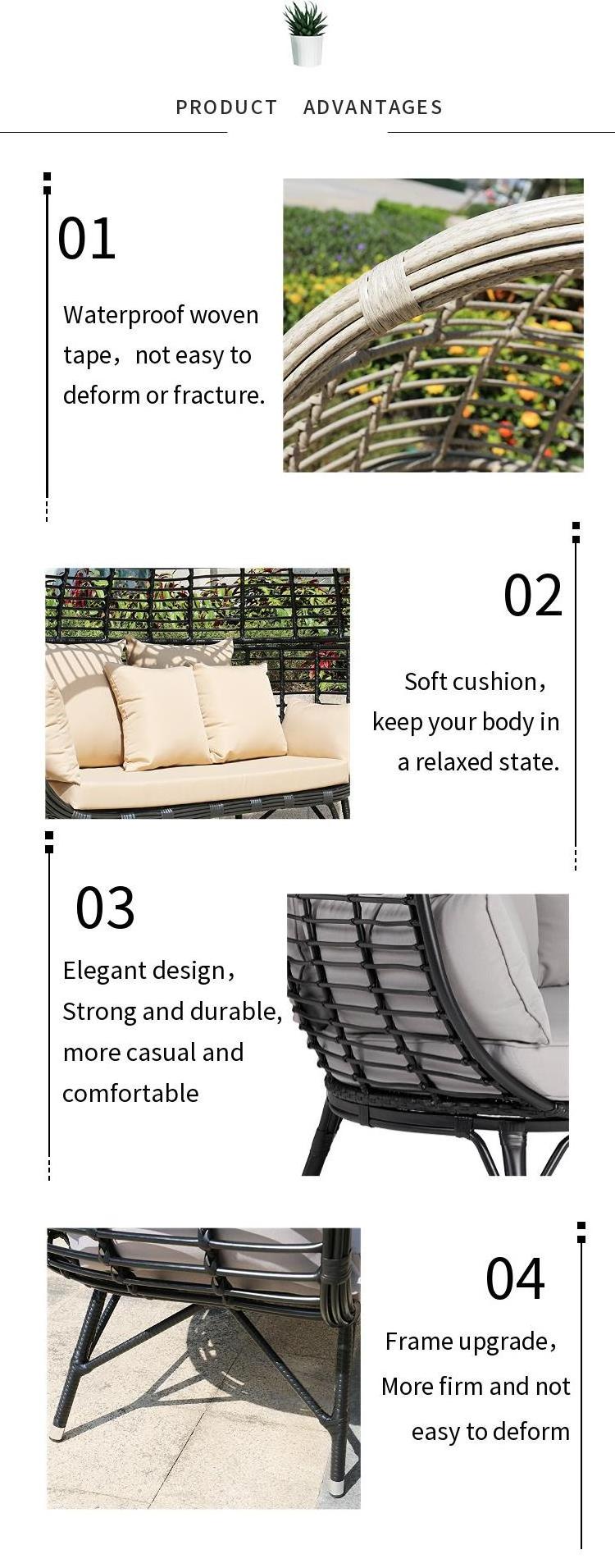 wholesale rattan 2 seat set aluminium outdoor furniture cushion garden sunbed sectional balcony sofa chair