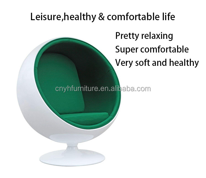 Modern luxury adult leisure fiberglass lounge living room home furniture swivel shaped round ball chair