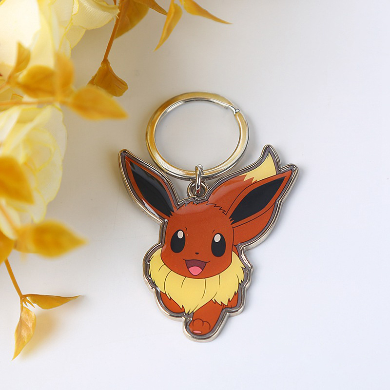 Acrylic Charms Custom Epoxy Keychain Double Sided Anime Plastic Resin Key Chain Customised Pikachu pocket mon Key Holder Gift