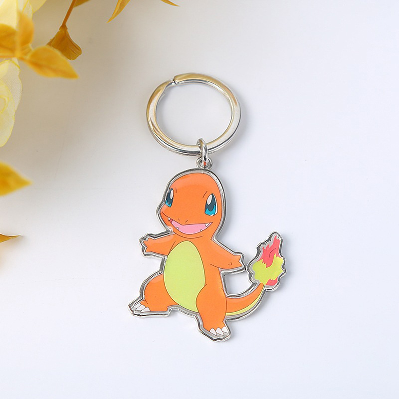 Acrylic Charms Custom Epoxy Keychain Double Sided Anime Plastic Resin Key Chain Customised Pikachu pocket mon Key Holder Gift