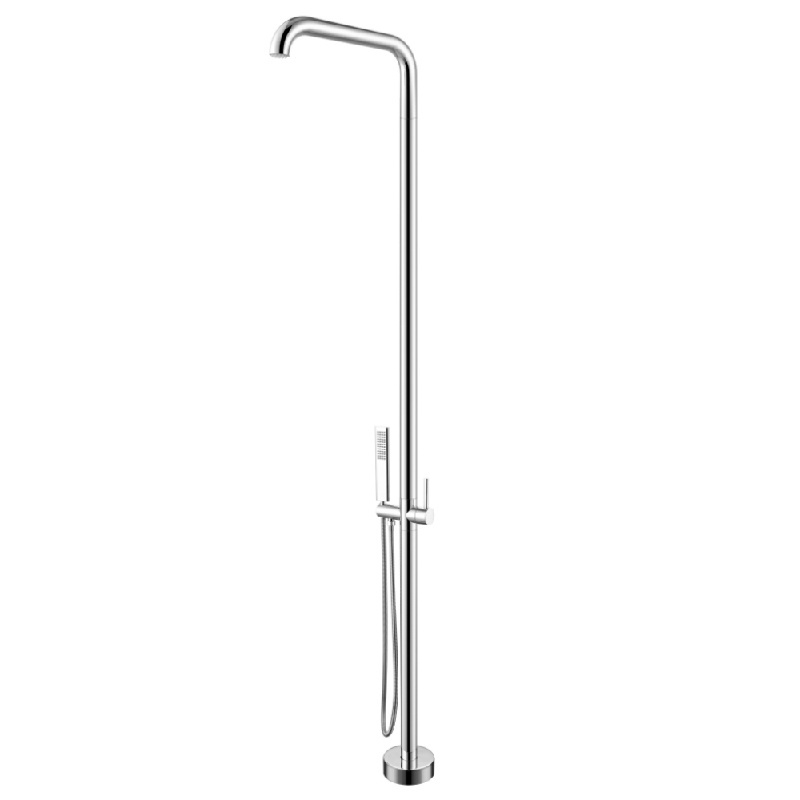 Freestanding Tub Bathtub Faucet Chrome Single Handle Floor Mounted Faucets with Handheld Shower