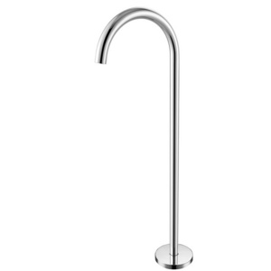 Modern Stylish Freestanding Round Goose Neck Floor Mounted  Metal Grey Free Standing Bath Spout Faucet