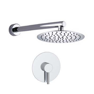 Round Brushed Shower Head and Faucet Set Complete with Valve Shower Fixtures High Pressure Rain Shower Head Trim kit