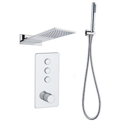 Rain Shower System Thermostatic In Wall Shower Set Metal Concealed Shower System