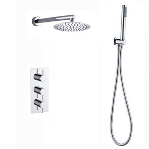 Thermostatic Wall Mounted Waterfall Faucet Sets Concealed Rain Shower Mixer With Shower Head