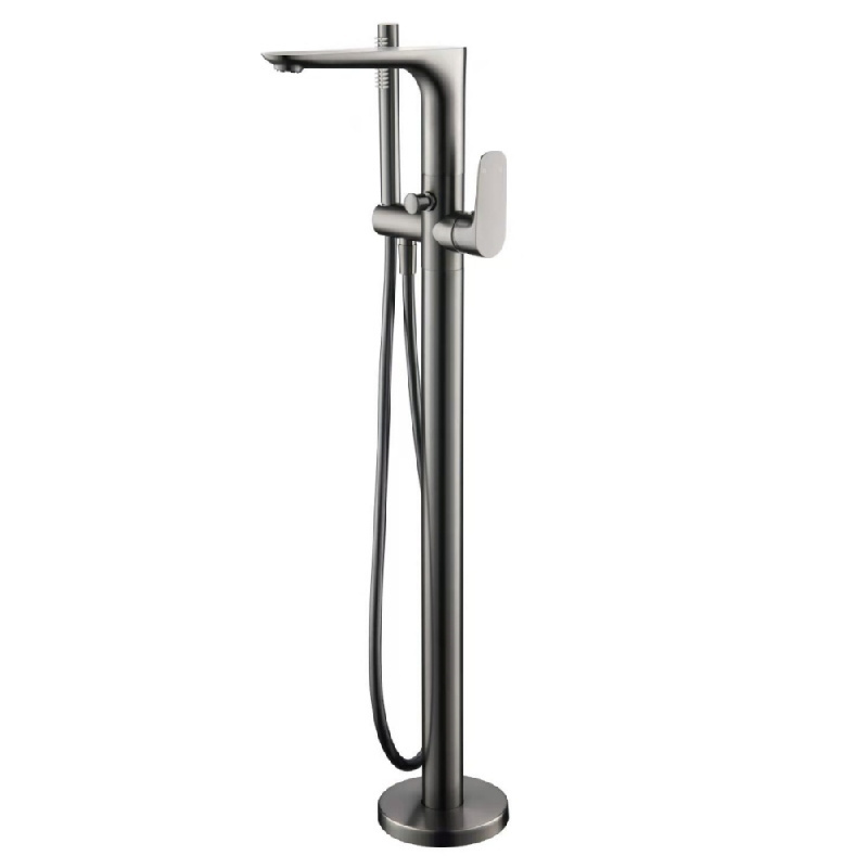 Freestanding Tub Bathtub Faucet Chrome Single Handle Floor Mounted Faucets with Handheld Shower