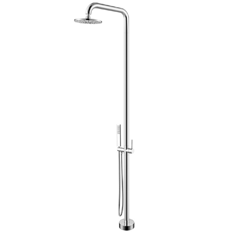 Freestanding Tub Bathtub Faucet Chrome Single Handle Floor Mounted Faucets with Handheld Shower