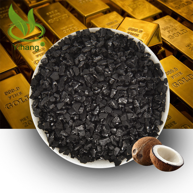 Gold treatment to recover refined coconut shell activated carbon granules activated carbon