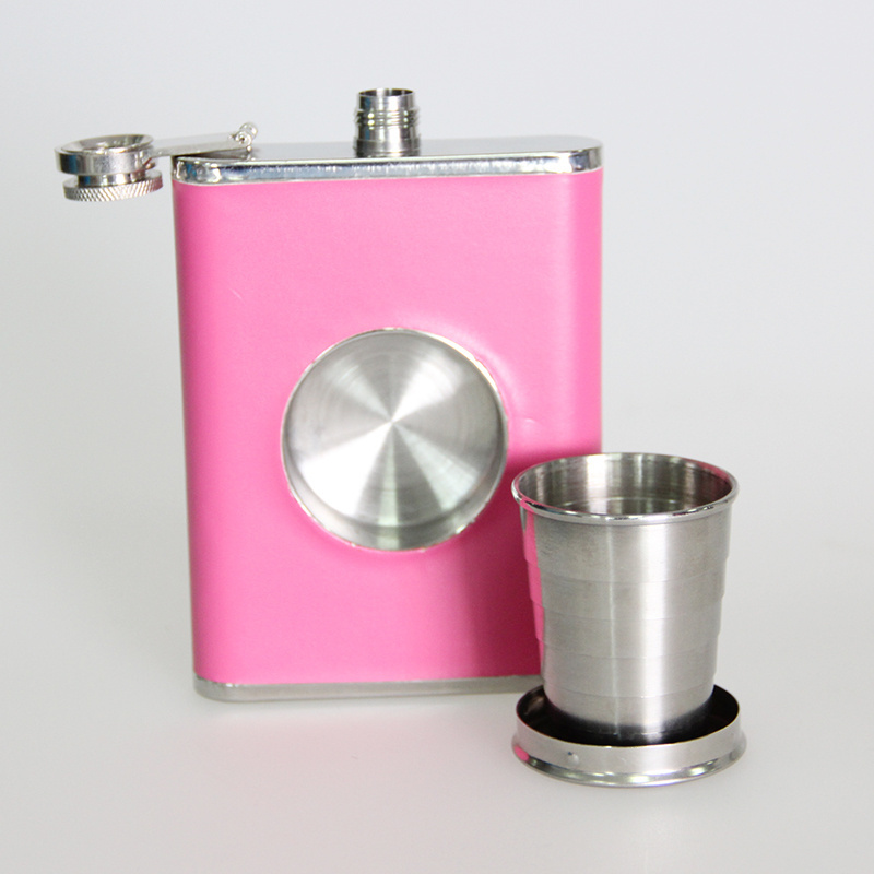 Shot Flask Stainless Steel 8 oz Hip Flask Built-in Collapsible 2 Oz. Shot Glass & Flask Funnel