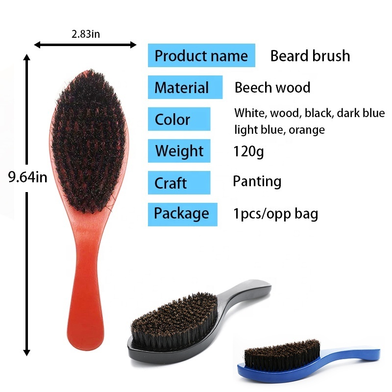 Hot selling wooden men's beard brush wave brush and curved beard brush