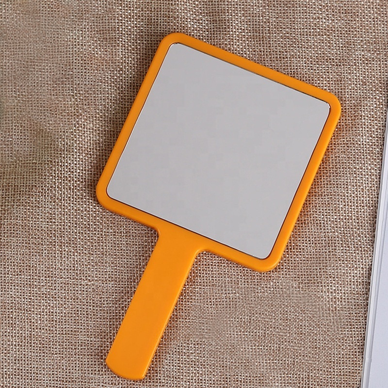 Square Mirror Beauty Salon Makeup Mirror Logo Hand Held Portable Plastic Customized Personalized Opp Bag Led Pocket Mirror 65g