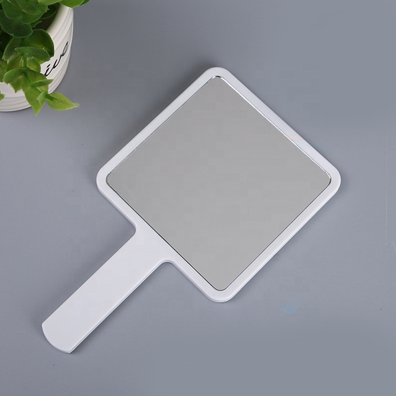 Square Mirror Beauty Salon Makeup Mirror Logo Hand Held Portable Plastic Customized Personalized Opp Bag Led Pocket Mirror 65g