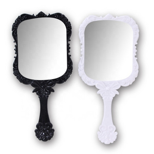 Wholesale plastic butterfly pattern hand held mirror small square handle make up mirror