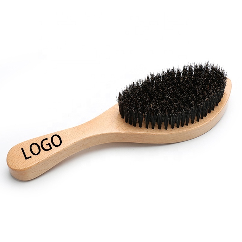 Hot selling wooden men's beard brush wave brush and curved beard brush