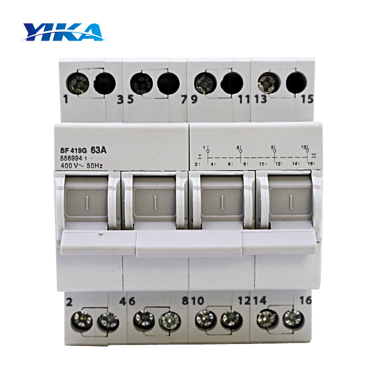 YIKA SF Dual Power Manual Transfer Switch 1P 2P 3P 4P  16A 20A 25A 32A 40A 63A Modular Manual Changeover Switch