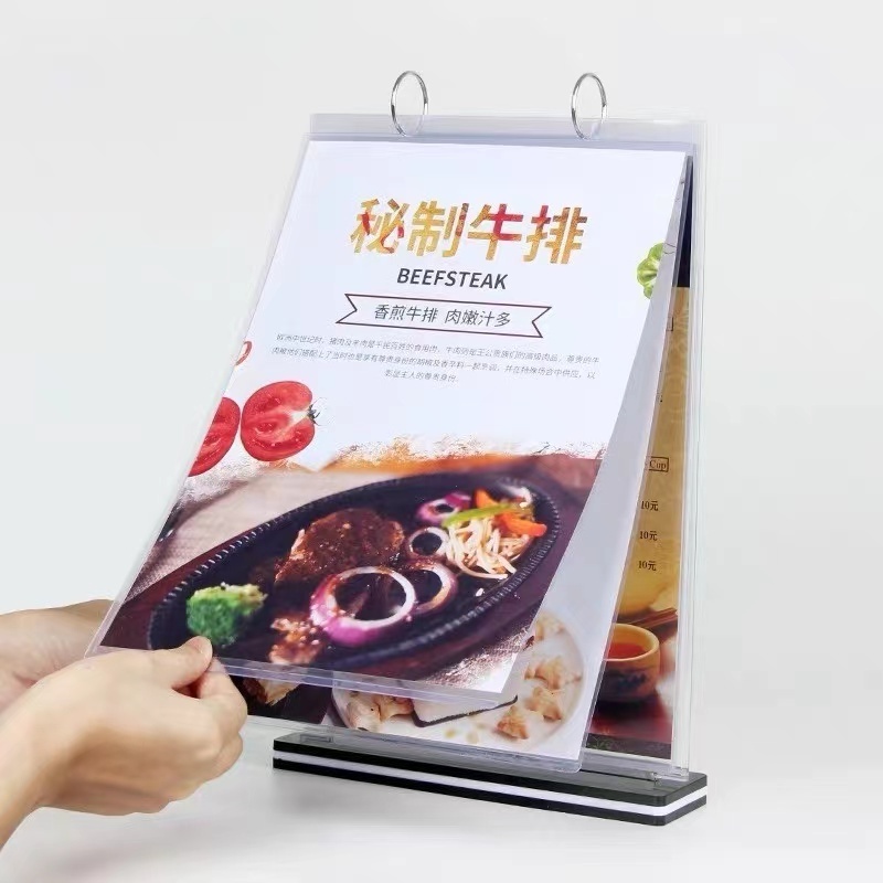 Factory Price 6 Pages Flip Stand A5 Menu Sign Holder Desktop Restaurant Bar Advertising Display Stand