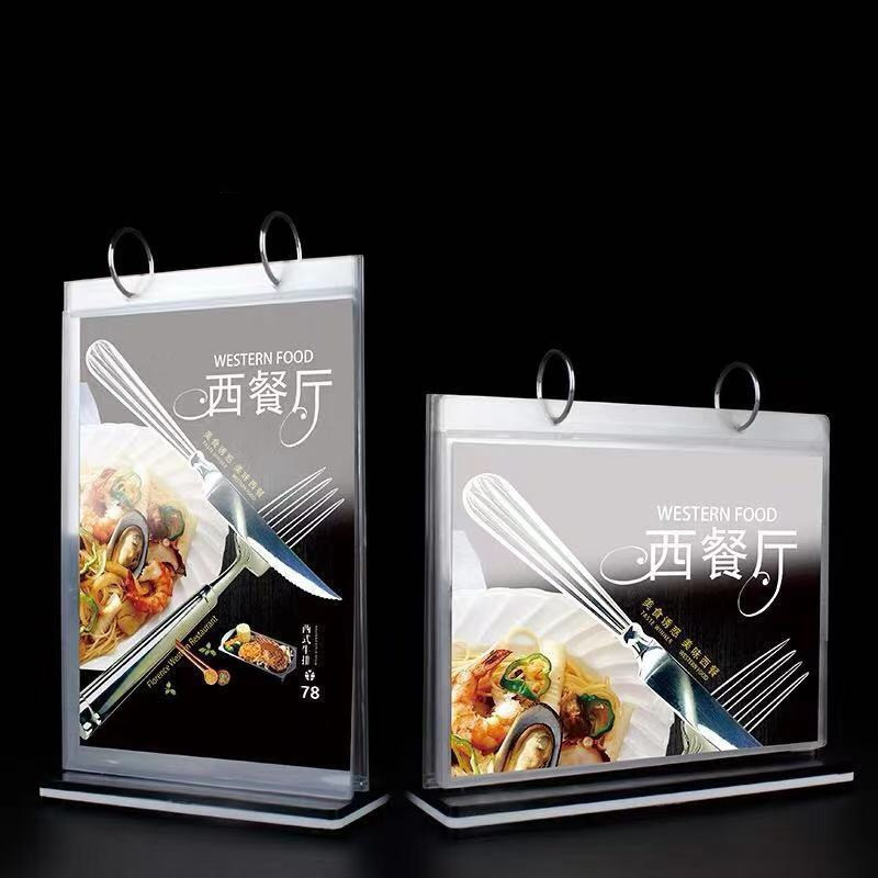 Factory Price 6 Pages Flip Stand A5 Menu Sign Holder Desktop Restaurant Bar Advertising Display Stand