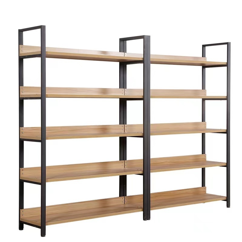 Shop Shelf S Display Rack Steel Commercial Metal Shelving Stand Rack Long Wooden Shelf Shop Display Racks Cosmetic Store Fixture