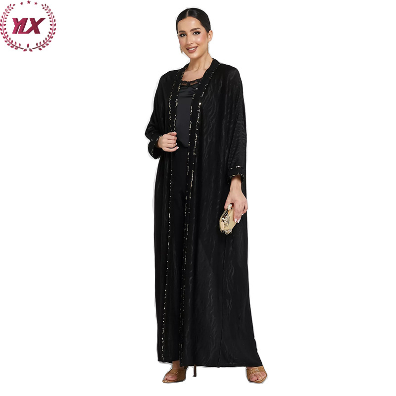 OEM ODM Clothing Manufacture Custom Abaya Low MOQ High Quality Clothing Dubai Qatar Abayas Designs Muslim Open abaya